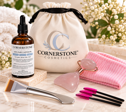 Cornerstone Cosmetics Skin Glow Bundle — jade roller and gua sha skincare gift set